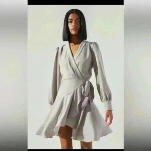 Sugarlips Silver Pirouette Satin Wrap Dress Size Small